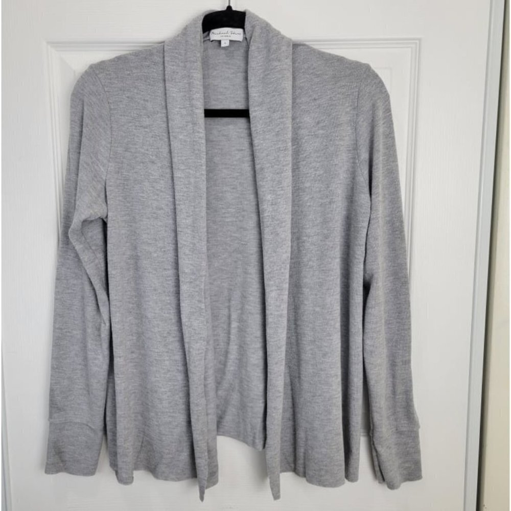 MICHAEL STARS Women's Gray Long Sleeves Open Front Cardigan S